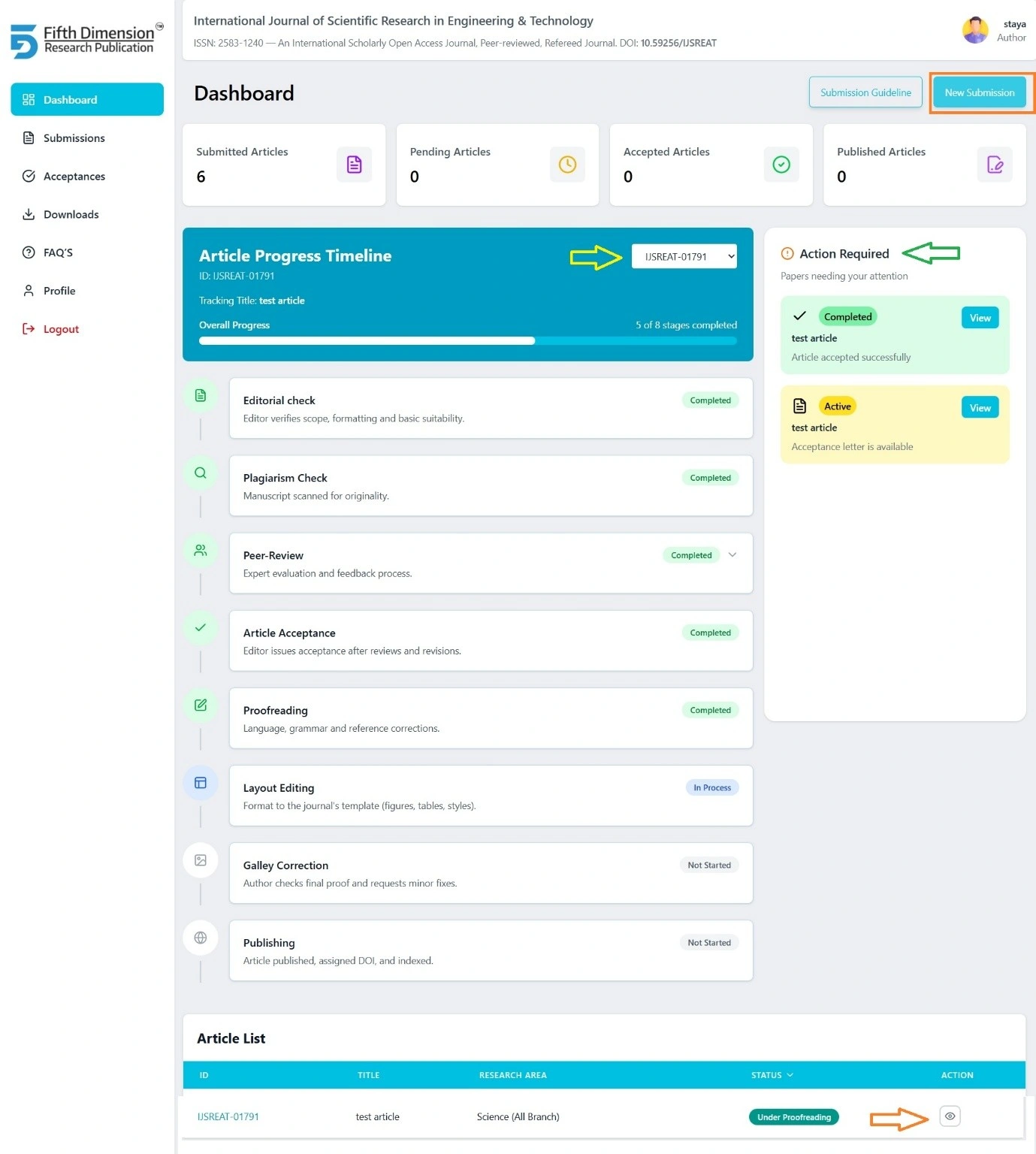EMS Dashboard interface
